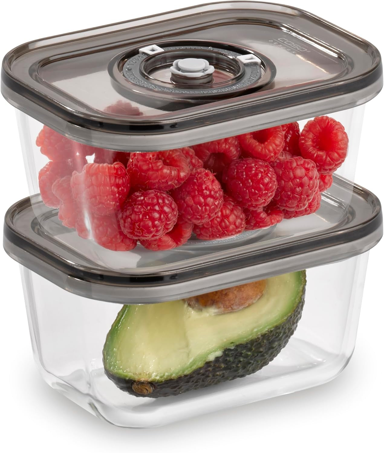 Caso Vacu OneTouch Eco set, handmatige vacumeermachine, inclusief 3 glazen vacumeercontainers en VacuBoxx Eco-Duo S - vacuüm vershoudcontainer / 2 containers à 500 ml elk Voedselbewaardozen Naty Shop