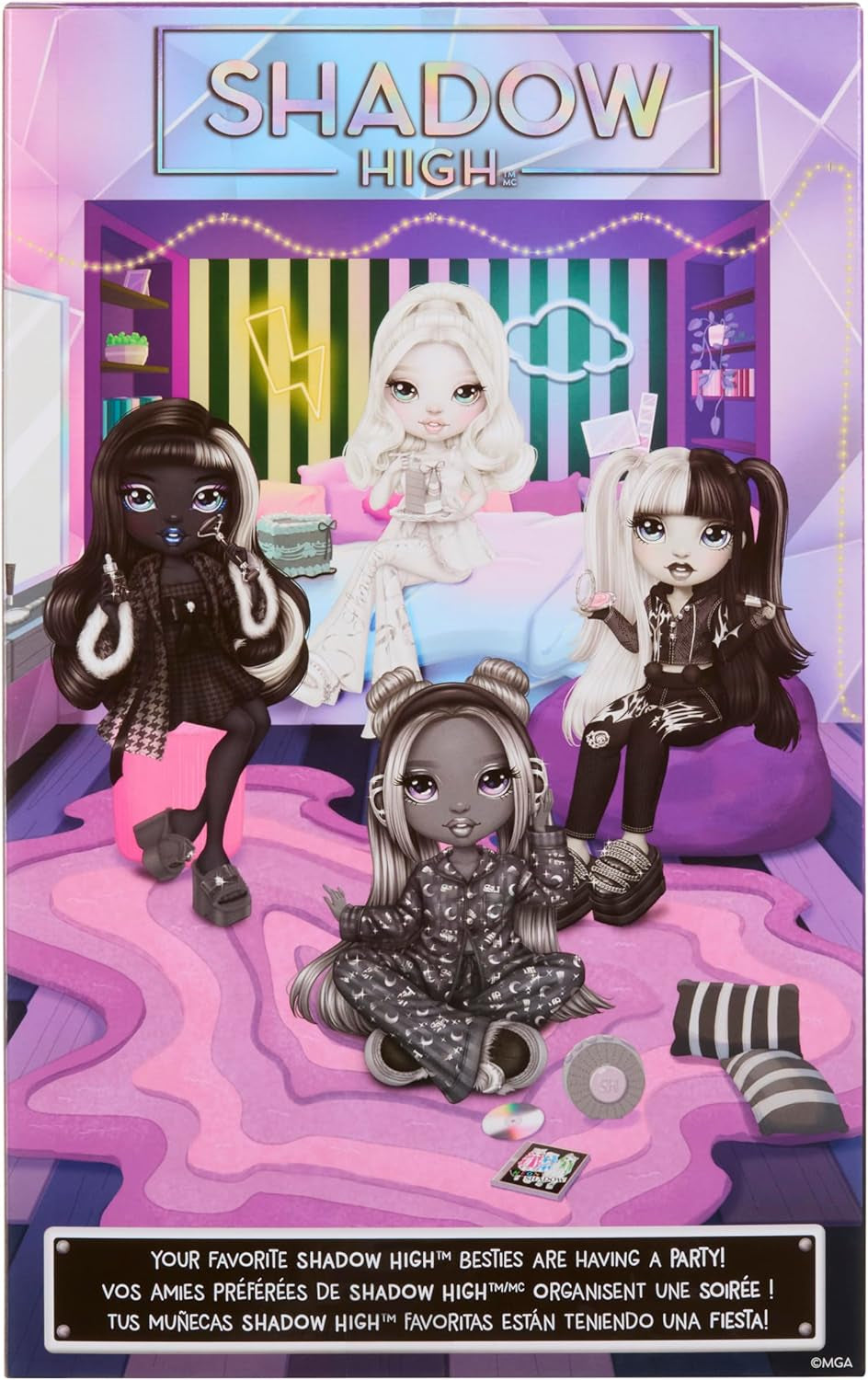 Rainbow High Shadow High Girl's Night Doll - Natasha Zima - 28 cm modepop in grijstinten, wit haar en zilveren outfit met accessoires en kam - Voor verzamelaars en kinderen vanaf 6 jaar