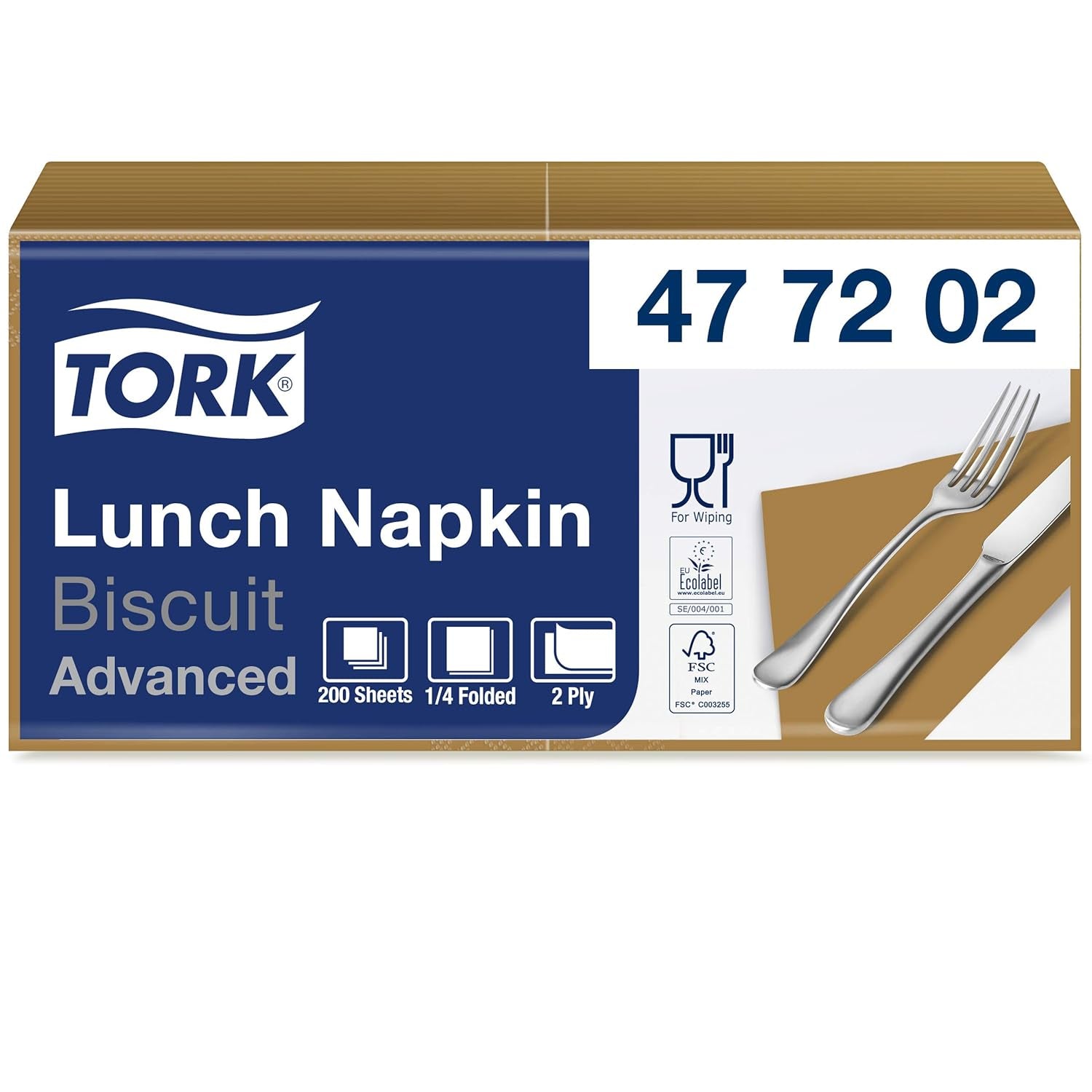 Tork 477840 Lime lunchservetten / 2-laags servetten voor kleine maaltijden of snacks / geavanceerde kwaliteit / 10 X 200 (2000) papieren servetten / 32,6 X 33 cm (L X B) / 1/4 vouw