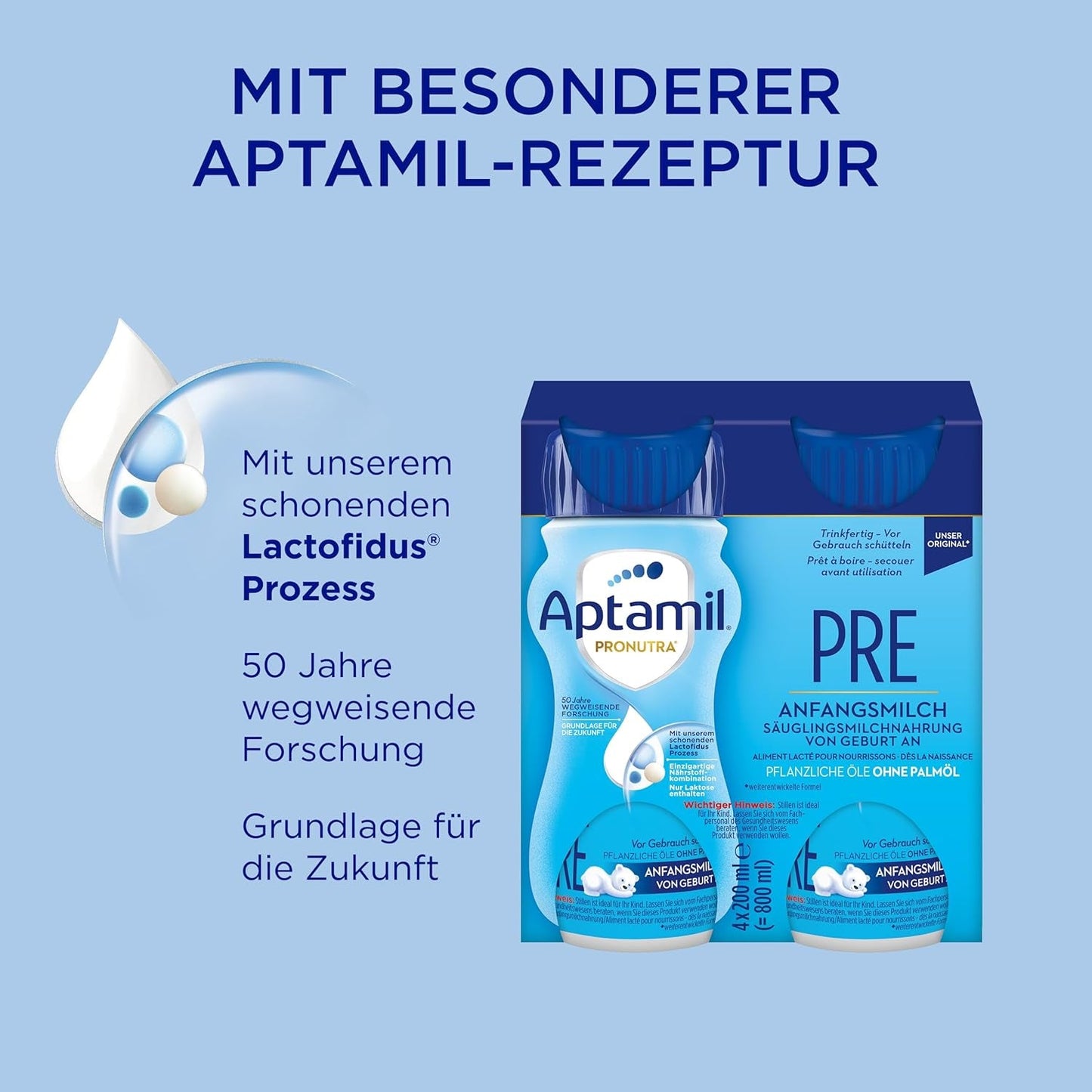 Aptamil Pronutra Pre - Zuigelingenvoeding vanaf de geboorte - Met plantaardige oliën, zonder palmolie - 6 x 4 x 200 ml (4800 ml)