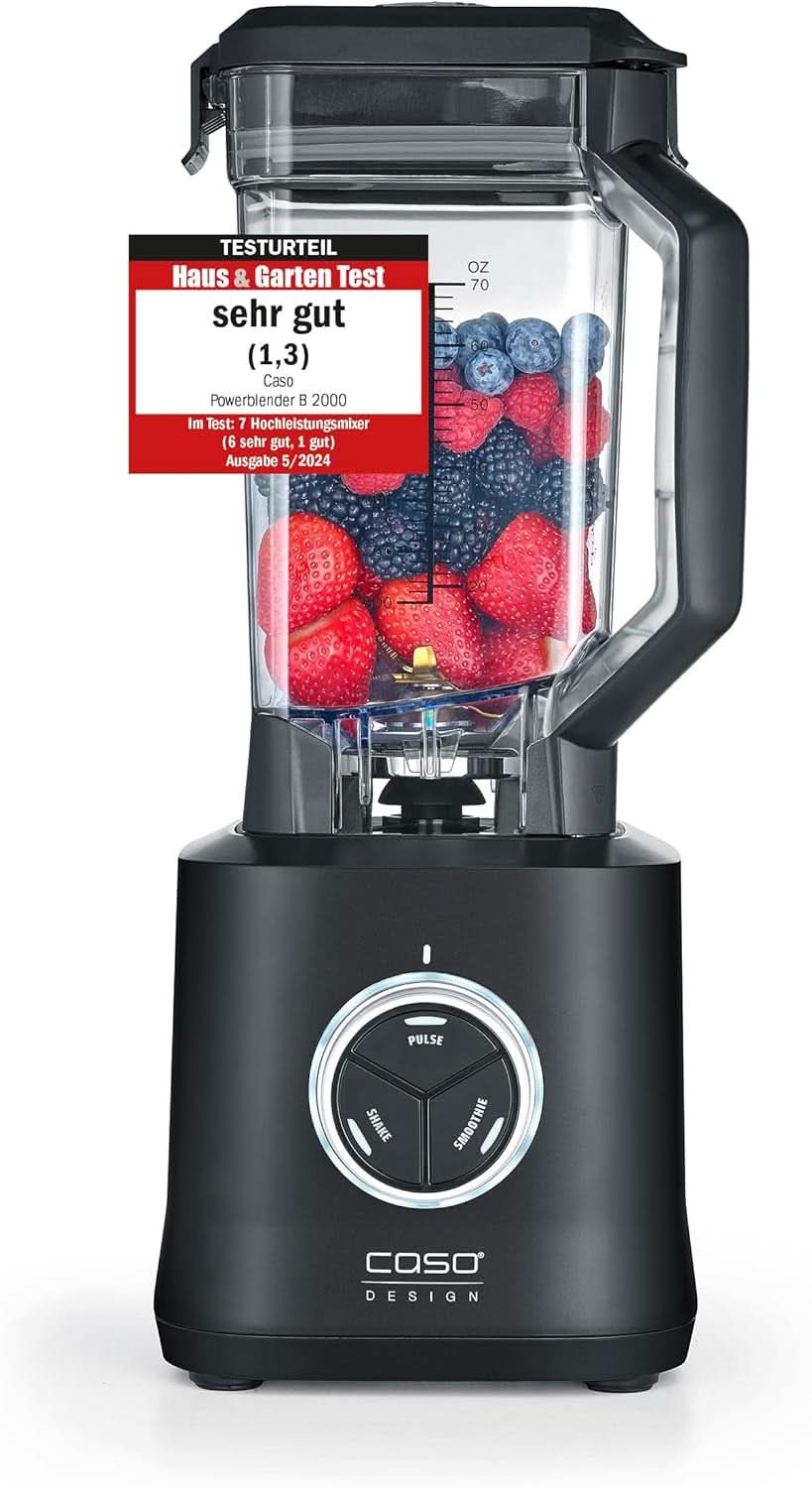 CASO Powerblender B 2000 - Profi Standmixer, 30.000 U/Min, 2000 Watt, Bruchsicherer Tritan-Mixbehälter (2 L), Bpa-vrij, Pulse-, Shake-, Smoothie-Funktion, 8-Fach Messer-System Mit Titanbeschichtung Kitchen Naty Shop