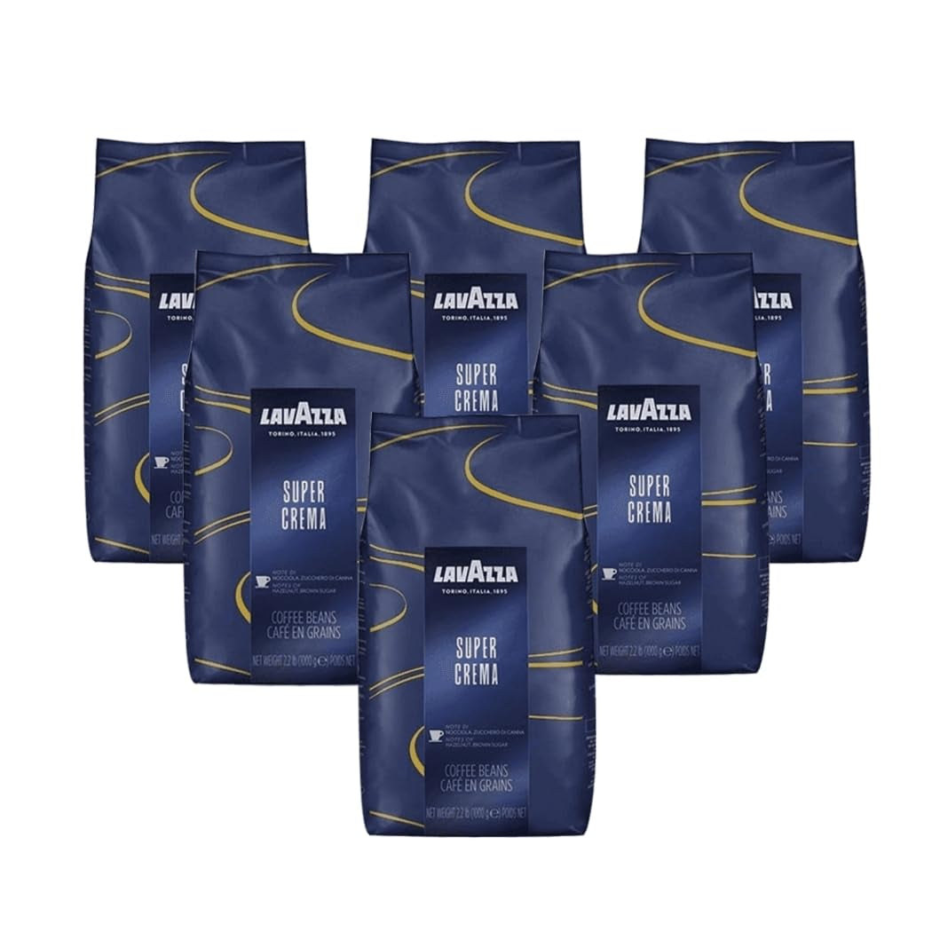 Lavazza Espresso Super Crema Koffie, hele bonen, gemalen koffie, 6 stuks, 6 x 1000 g