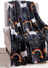 Elegant Comfort Lichtgewicht Halloween-themadeken, zacht, gezellig en pluche, perfect om te ontspannen dit griezelige seizoen, 127 x 152,4 cm, Skull and Bones bedden en hoezen Elegant Comfort Eenhoorn Zwart 50 X 60