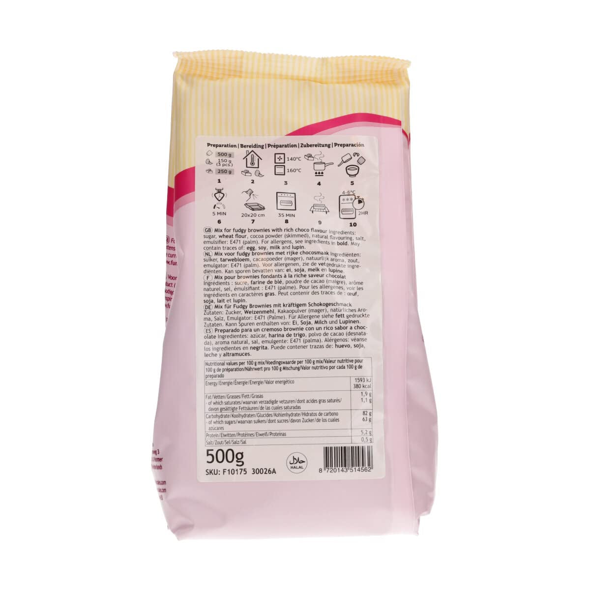 Mix voor Fudge Brownie: Einfach Zu Berübenender, Extrem Fudgy Brownie Met Richem Schokoladengeschmack, Halal. 500 G. Mengsel voor bakken en koken Naty Shop
