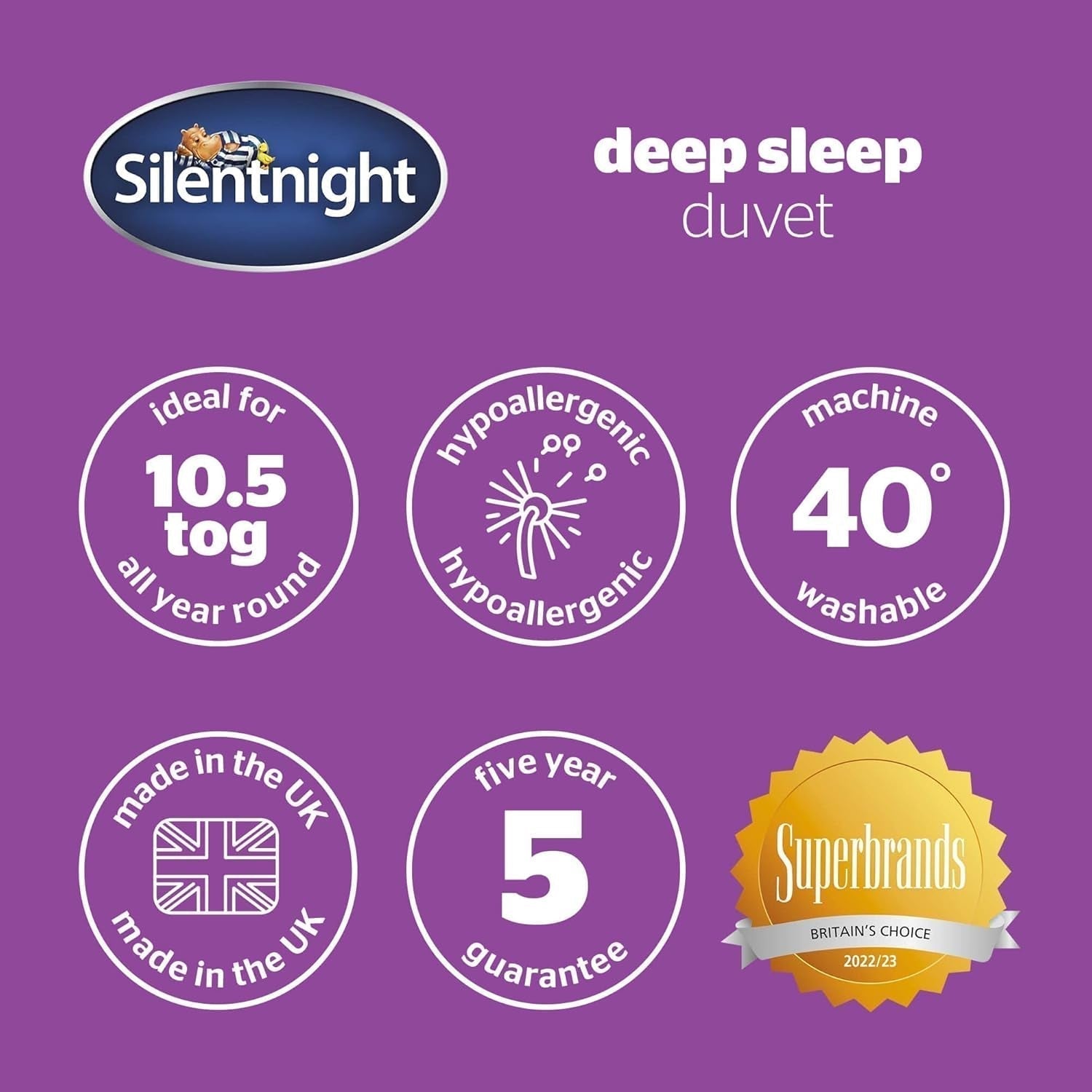 Silentnight Deep Sleep dekbed, wit, microvezel, wit, eenpersoonsbed Dekbedden en dekbedden Naty Shop