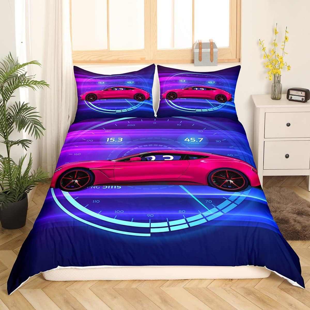 Jungen Cartoon Autobeddengoedset 135X200,Kinder Bau Fahrzeuge Tröster Abdeckung Für Kind Kleinkind Teens,Dinosaurier Bettbezug,Traktor Maschinerie Bagger Bettdecke Abdeckung,Lkw Autos Bedtuffen Naty Shop Multi 8 220*240+80*80*2
