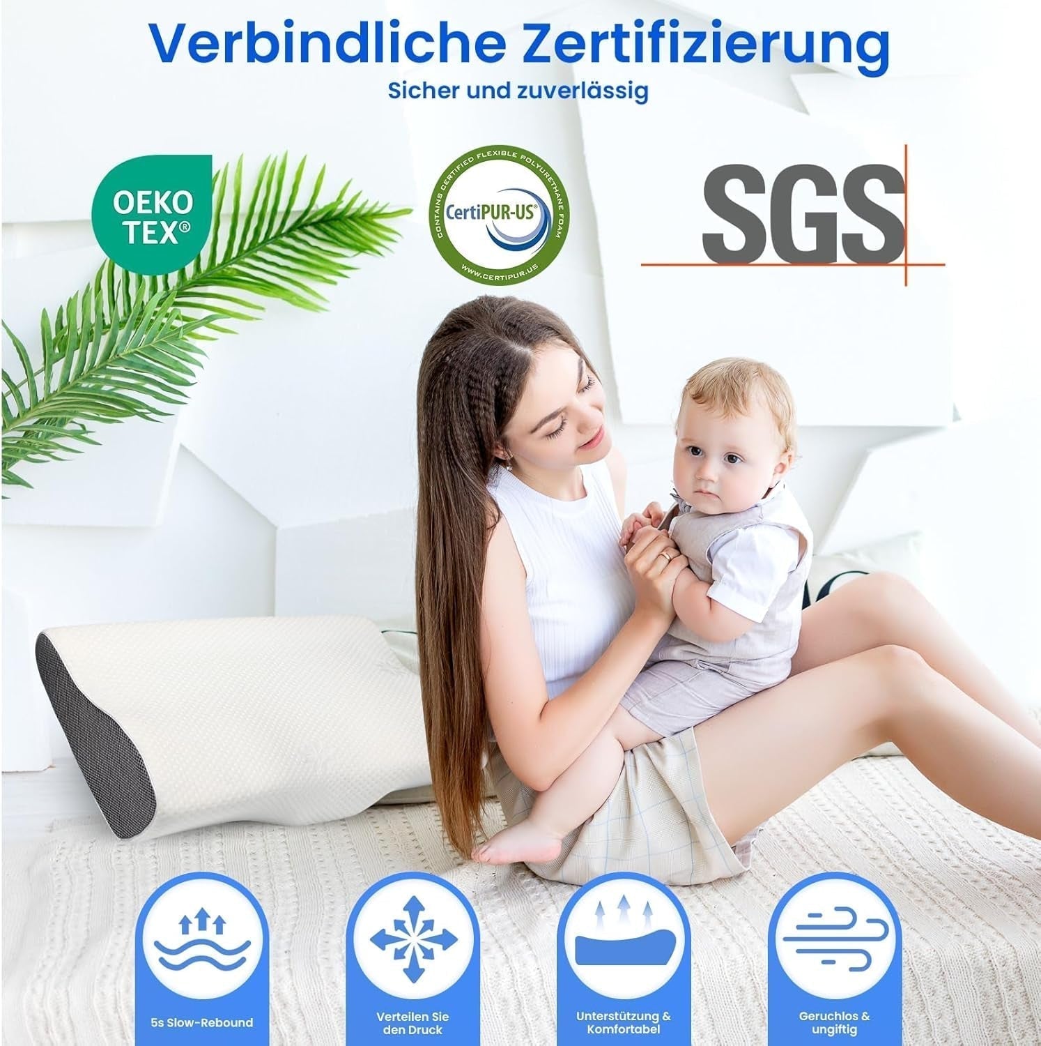 PHYSEN Orthopedisch kussen Nekkussen, neksteunkussen, traagschuimkussen, ergonomisch nekpijnkussen Slaapkussen Anti-snurkkussen voor zijkanten, rug en buik (62 * 34 * 11,6,5 cm) Cervicale orthopedische kussens Naty Shop