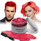 4.23oz Paarse haartint Tijdelijke haarkleur met borstels, Heren Dames Styling Haartoonwas, Instant Haarcrème Modder Natuurlijk Kapsel Pommade, DIY Cosplay Halloween Haarwas Haarverf Naty Shop Rood