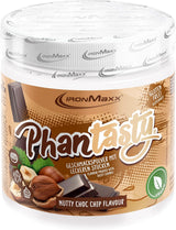 Ironmaxx Phantasty - Romige perzik 250G dosis | Veganistische Geschmackspulver Mit Echten Frucht- Oder Nussstückchen | Perfekter Zuckerersatz Zoetstoffen Naty Shop 250 G (1Er-pakket) Nutty Choc Chip