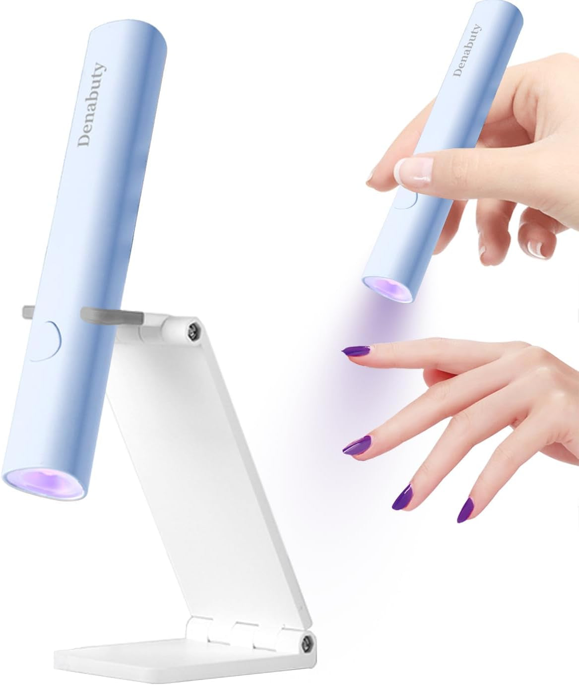 Denabuty UV-lamp voor gelnagellak, mini UV-LED-lamp voor nagelvervanging met standaard Tragbare kleine UV-nagellamp voor gelnagellak, voor Aushärten Von Nagelkleber & nageltips wit