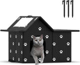 Katzenhaus Für Draußen Winterfest, Haus für verwilderde Katzen mit abnehmbaren Kissen, Winterschutz für Haustiere mit Türvorhängen, einfach zu monieren