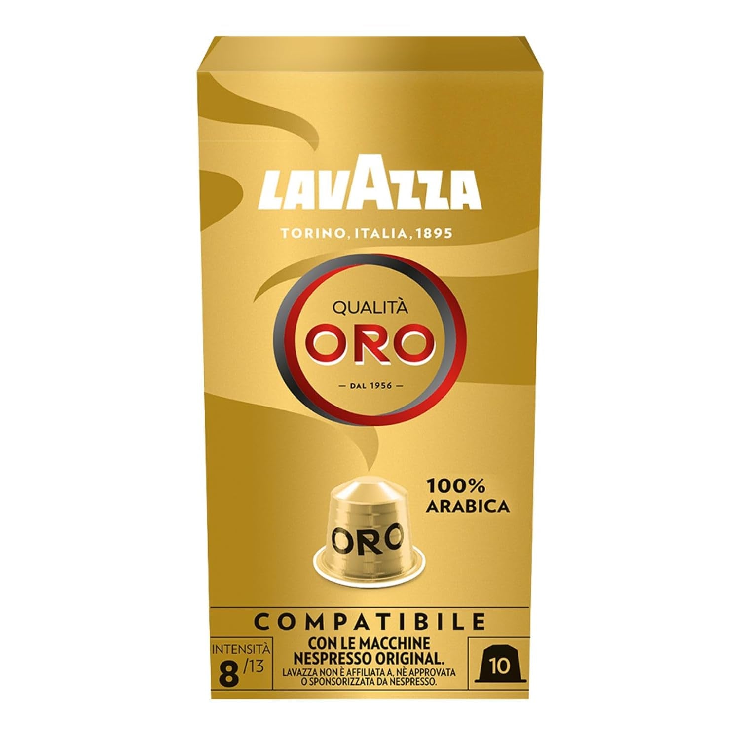 Lavazza Qualità Oro, Arabica-Bohnen met fruitig-bloemige smaak, 10 capsules, geschikt voor Nespresso