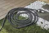 GF SRL, Aquapop Grey Easy 10, 10 meter zelfverlengende gevlochten slang, made in Italy, met mini-tuinsproeier en aansluitingen voor tuinirrigatie, donkergrijs