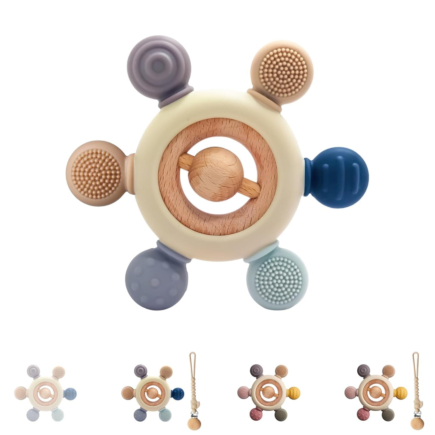 Baby Bijtring met Fopspeenketting - Tandjeshulpmiddel - Babyspeelgoed 0-6 maanden - Newborn Essentials - BPA Gratis Tandjesspeeltje - Babycadeau-ideeën