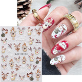 JMEOWIO 3D Nagelsticker Weihnachten Nail Art Sticker Selbstklebend Nagelaufkleber 5D Stereoskopisch Schneeflocke Xmas Winterurlaub Niedlich Decoratie Nageldesign Zubehör 4 Blatt