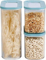 Mepal Set van 3 voorraadpotten met deksel - rechthoekige voedselcontainer - plastic keukenorganizer - luchtdichte voorraadcontainer - 1x 2000 ml en 2x 1000 ml - witte voedselbewaardozen Naty Shop Nordic Green 3-delige set