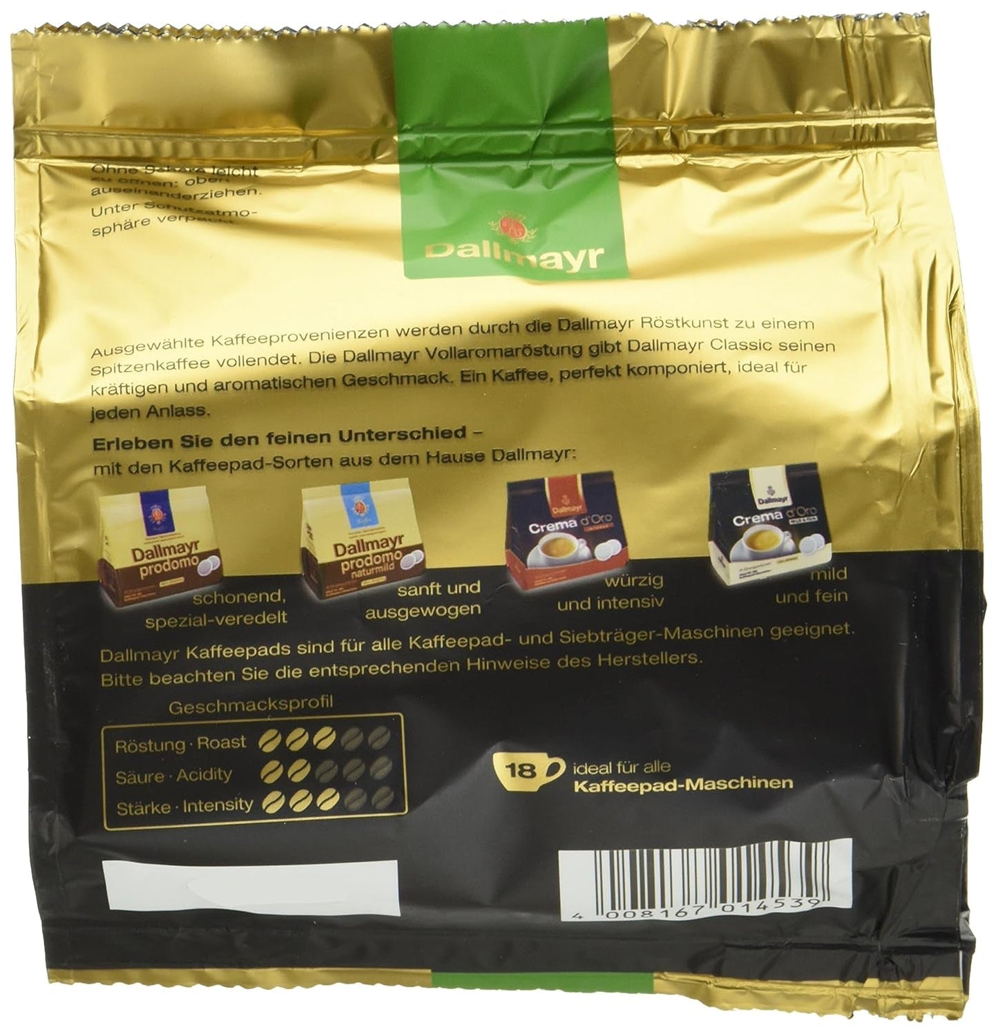 Kaffee Classic Kaffeepads 16 + 2, 5er-pakket (5 x 124 g)