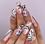 JMEOWIO Nagelsticker Halloween 9 Blatt Nail Art Sticker Selbstklebend Nagelaufkleber Süßes Gespens Kürbis Decoratie Nageldesign Zubehör