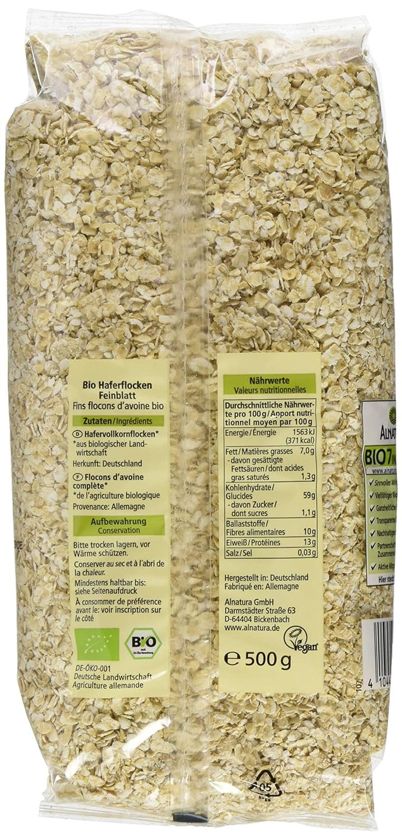 Biologische havermout, kleine vlokken, 500g (1 pakje)