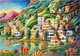Educa - Puzzel 500 stukjes voor volwassenen | Kleurrijk dorp aan het meer, puzzel van 500 stukjes voor volwassenen en kinderen vanaf 11 jaar, landschapspuzzel, illustratie (19552) Puzzel Naty Shop