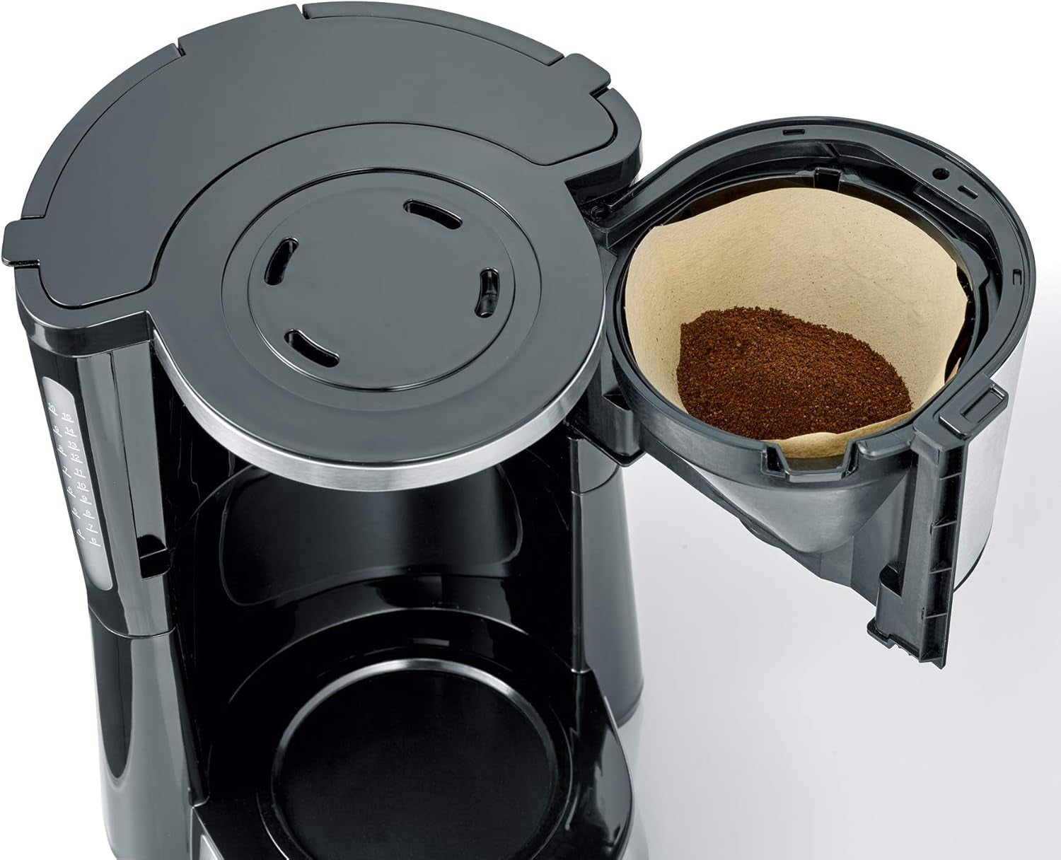 SEVERIN "TypeSwitch" espressomachine met thermische karaf, AromaSwitch voor keuze tussen 2 zetprofielen, koffiezetapparaat voor maximaal 10 kopjes, 1000W, geborsteld roestvrij staal-zwart, KA 4845