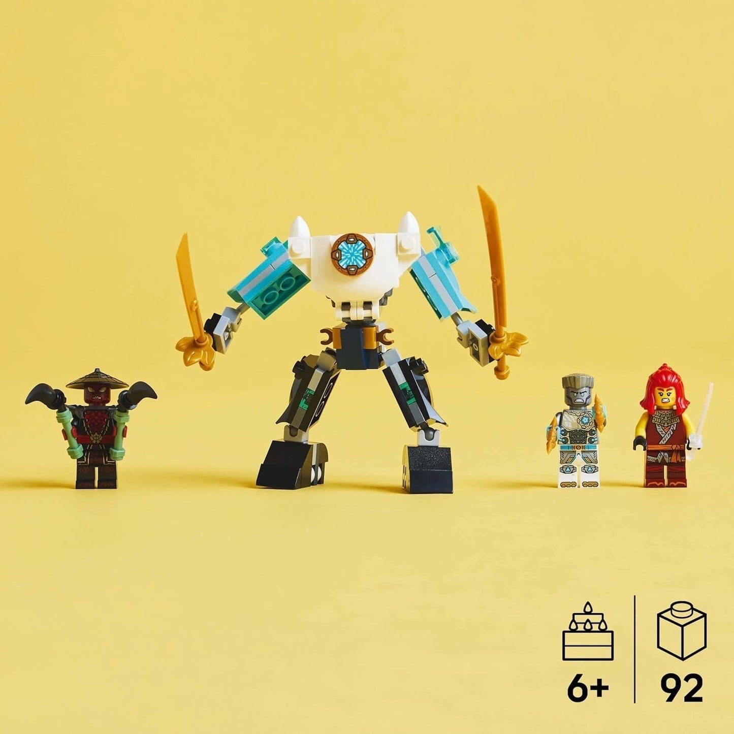 LEGO NINJAGO Zane's Actie Mech - Ninja speelgoed met 3 minifiguren voor rollenspellen - Kleine set om te bouwen en te spelen voor kinderen - Cadeau-idee voor jongens en meisjes vanaf 6 jaar 71827 Bouwsets Besuche den LEGO-Store