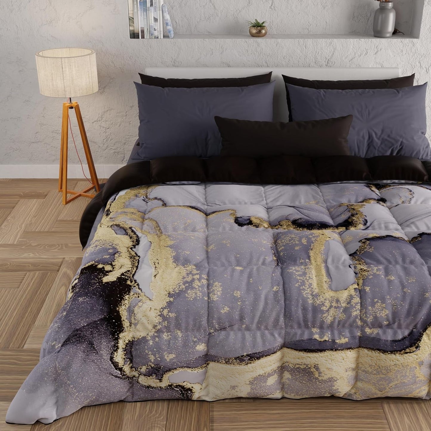 PETTI Artigiani Italiani - Winterquilt, Winterquilt, Eenvoudige quilt, Dubbelzijdig, Monocolor en digitaal printen, 100% hypoallergene microvezel, Made in Italy