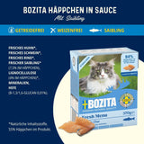Bozita Tetra Gesteriliseerde stukjes in houtskoolsaus - 6 x 370g Graanvrij en suikervrij natvoer voor katten - non-GMO, met 8,5% eiwit en 4,5% vet - hoge kwaliteit en uiterst smakelijk