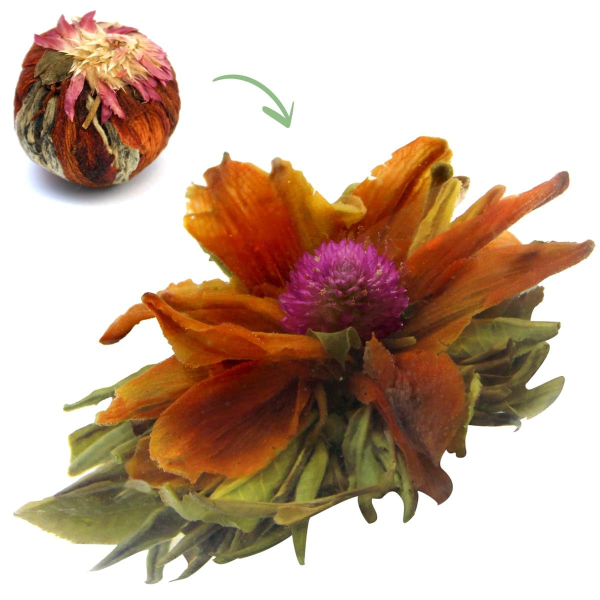 Bloementhee "Kroon van smaak" 1 stuk 6 g | Groene thee - leliebloem - lycheebloem | Geselecteerde thee | Groene theebloemen | Ideaal voor theeliefhebbers