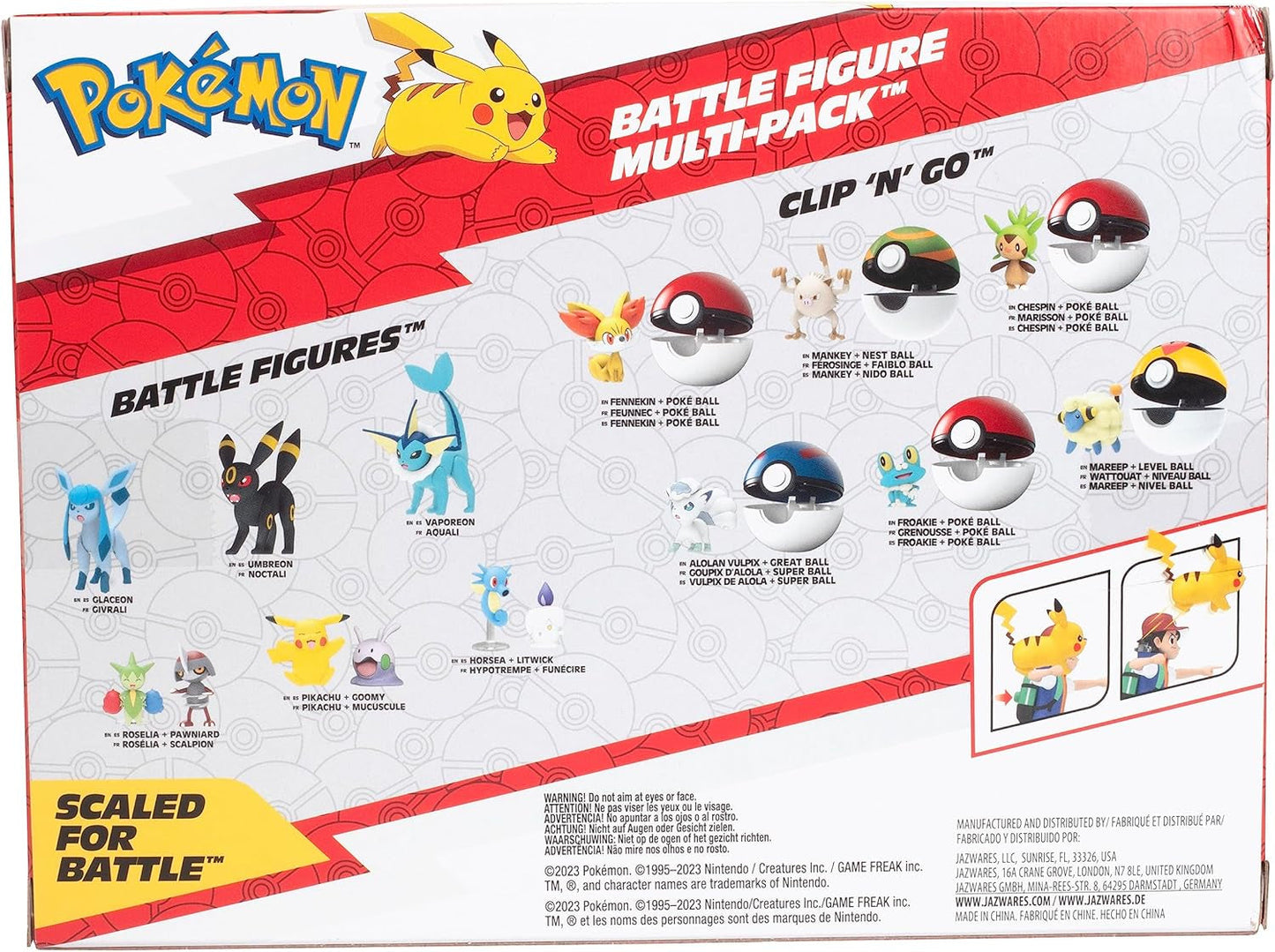 Pokémon-gevecht klaar! 6-delige figurenset - 11,4 cm Ash & Launching Pikachu, 5,1 cm Charmander, Rowlet, Piplup, Zorua - Officieel gelicentieerd - Paascadeau voor kinderen, jongens, meisjes Actiefiguren Naty Shop