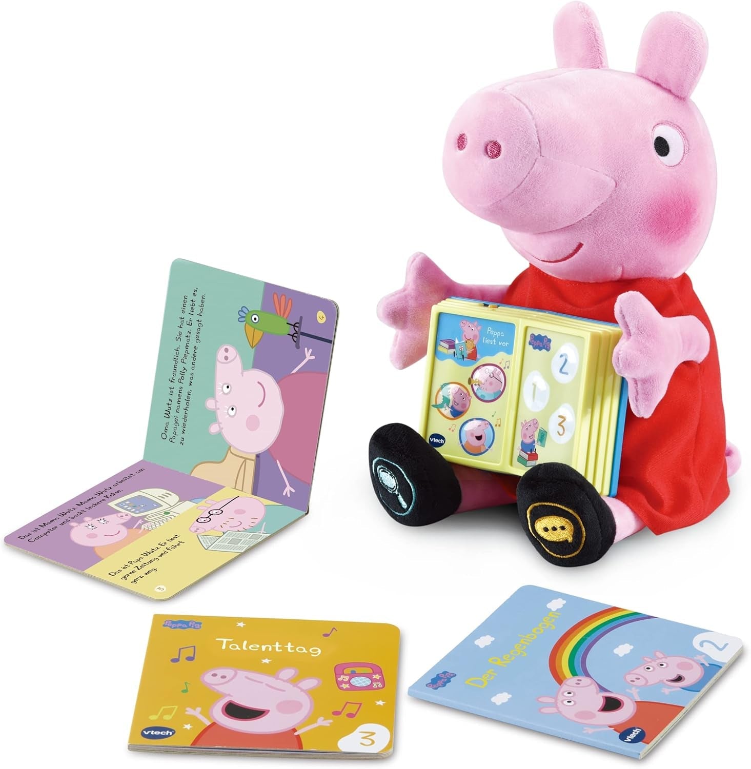 Vtech Peppa Read Aloud - Interactieve knuffel Peppa Wutz die boeken voorleest - Inclusief 3 miniboekjes - Met 20 liedjes en geluidseffecten - Voor kinderen van 2-5 jaar Bebe Naty Shop Toys Standaard titel