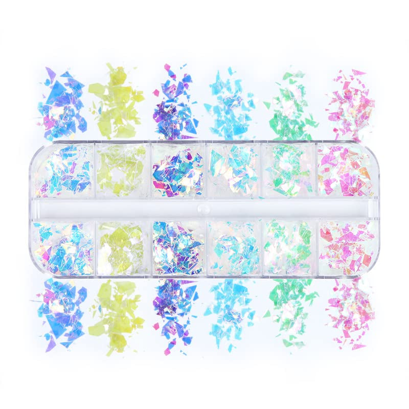 JMEOWIO Nail Glitter 12 Grids Zeemeermin Nail Art Decoratie Accessoires Nageldesign