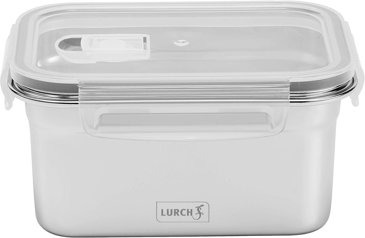 Lurch 240895 Lunchbox Hoge kwaliteit roestvrijstalen veiligheids-/opbergdoos met BPA-vrij plastic deksel 2000 ml Doorzichtige voedselbewaardozen Naty Shop 1000 ml