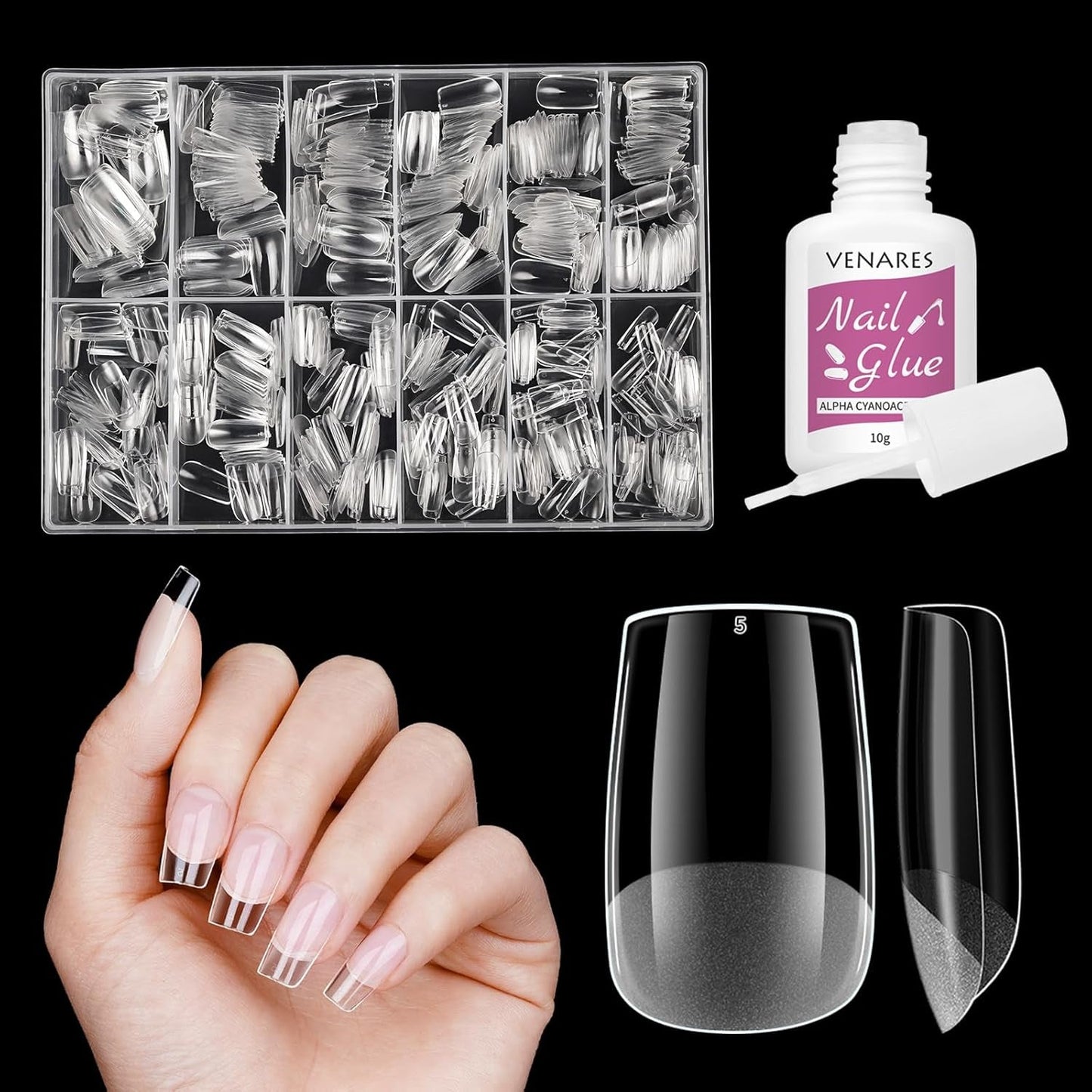 Korte Kunstnagels Ballerina 500 stuks Lijm op 12 Maten Kunstnagels Korte Zachte Gel Volledige Dekking Nageltips Voor Gelnagels Korte S