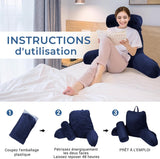 INFANZIA leeskussen met armleuningen, traagschuim, ergonomische ondersteuning voor bank en bed, marineblauw