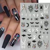 JMEOWIO Nagelsticker Halloween 6 Blatt Nail Art Sticker Selbstklebend Nagelaufkleber Decoratie Nageldesign Zubehör