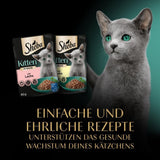 Sheba natvoer voor kittens, in diverse zakjes, met zalm (MSC) en kip in saus, multipack 40x85g