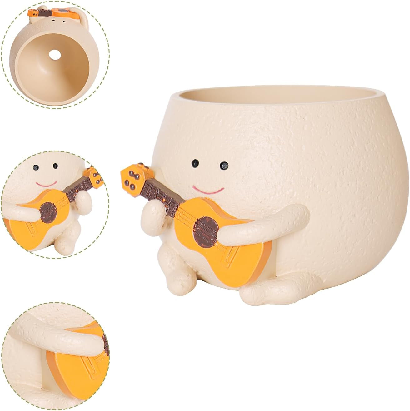 Smiley Gezicht Bloempotten Schattig Hars Hoofd Parelsnoer Bloempot Unieke Gitaar Binnen Buiten Succulente Bloempot Cadeau Idee voor mama