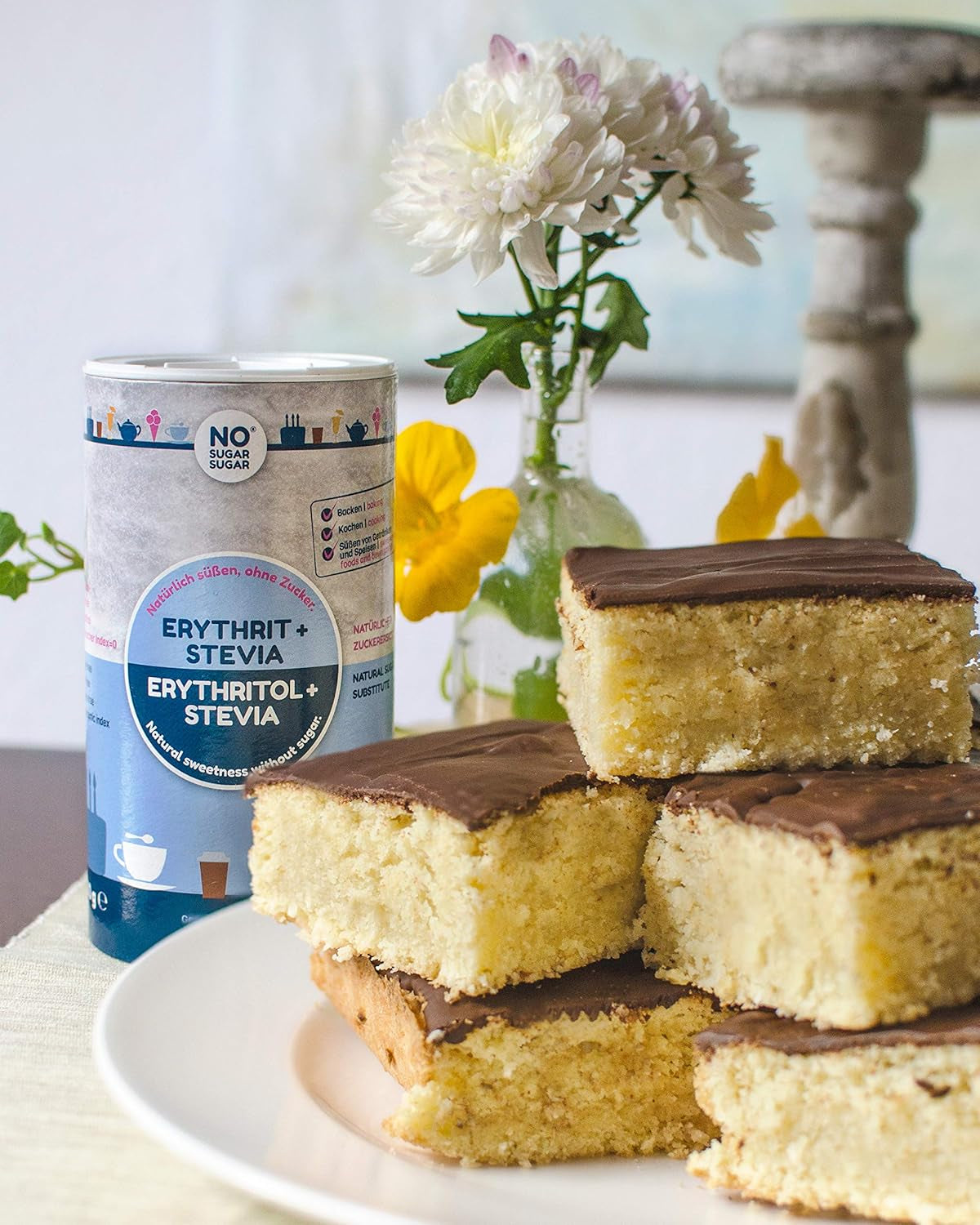 ZONDER SUIKER SUIKER 400 G Erythrit + Stevia Veganistisch, 100% Zucker- & Kalorienfreier Zuckerersatz, Zahnfreundlich 1:1 Süße Gegenüber Zucker, Gesunde Alternative Ohne Eigengeschmack Zum Kochen, Backen, Süßen Zoetstoffen Naty Shop