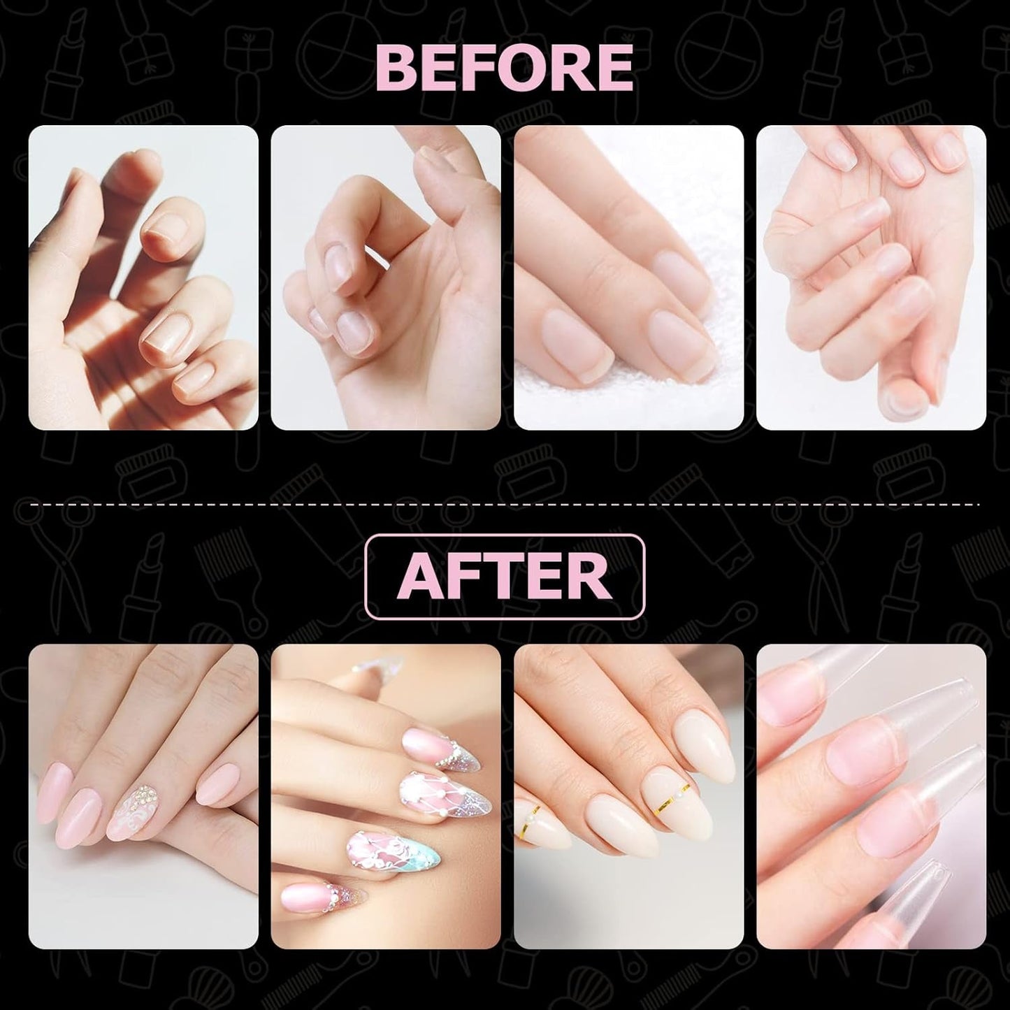 Soorten nagels, 500 stuks kunstmatige acryl valse nageltips met opbergdoos voor nagelsalons en doe-het-zelf nagelkunst voor thuis, 10 maten