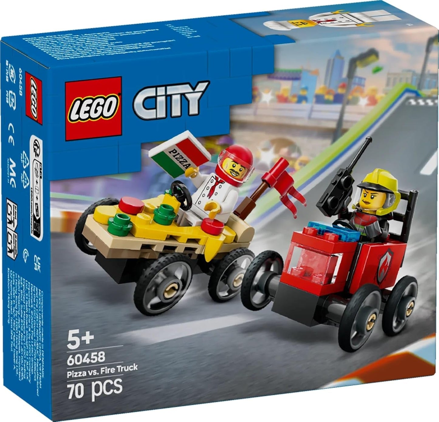 LEGO City pizzabezorgbus vs. Pizza Truck - Zeepkist speelgoed voor meisjes en jongens vanaf 5 jaar - Bouwset met minifiguren van 2 chauffeurs - Verjaardags- en feestdagencadeau 60458 Bouwsets Besuche den LEGO-Store