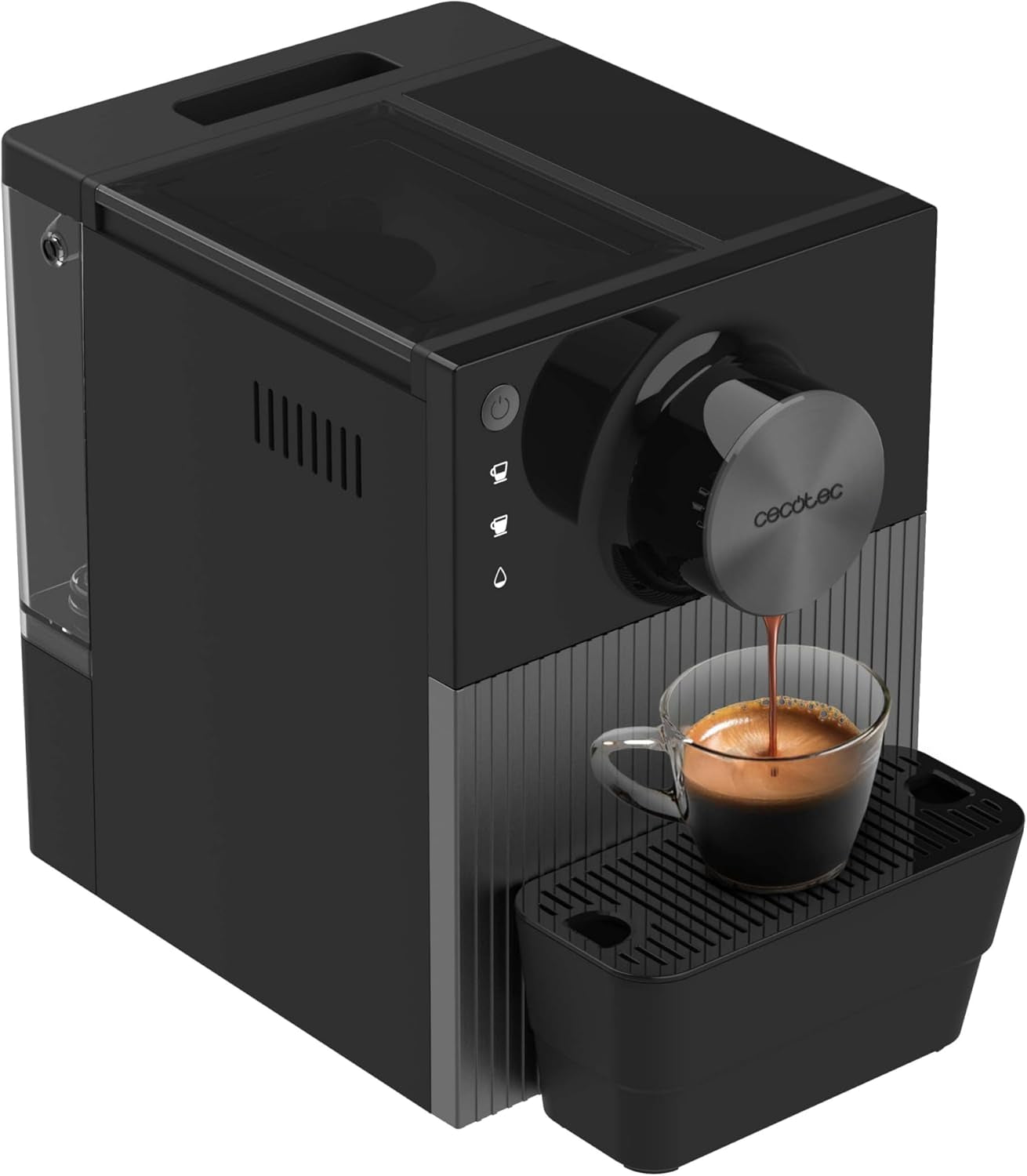 Cecotec Cremmaet Cube compacte espressomachine, 1350 W, perssysteem 10 g, pre-infusiesysteem, 19 bar, thermoblock-systeem, 5 maalstanden, touch-bedieningspaneel