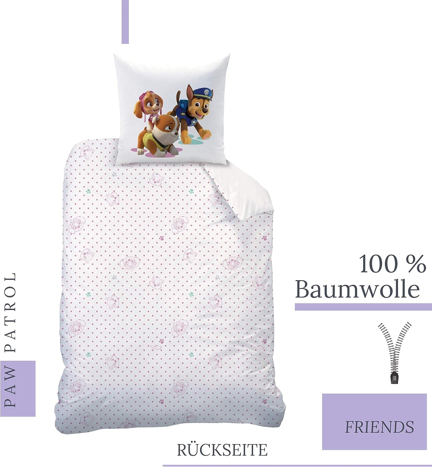 Paw Patrol beddengoed, 2 stuks, voor meisjes Beddengoed - kinderen Naty Shop