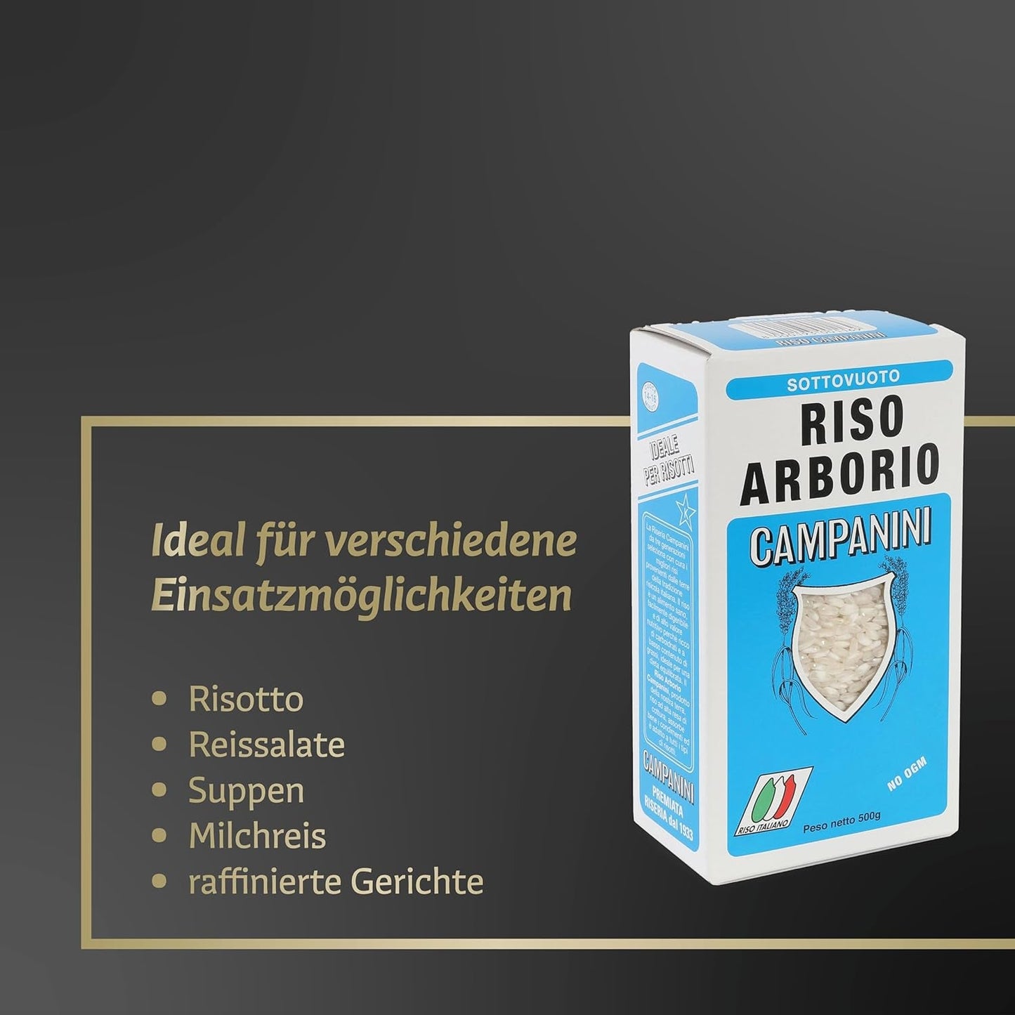 ‎Risera Campanini Risotto Rijst 500 g – Italiaanse Risotto Rijst, Arborio Riso Rijst, Romige Risotto