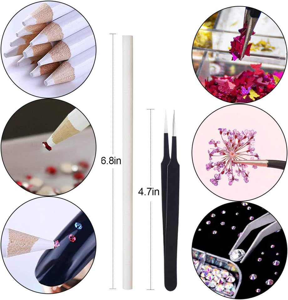 Kalolary Gedroogde Bloemen voor Nagels Vlinder Pailletten Nagellak Folie Nagelstickers Pincet Nagelstenen Nagelsteentjes Potlood voor 3D Nageldesign DIY Decoraties