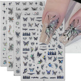 4 Blätter Holographisch Laser Wit Schmetterling Nagelsticker,Y2K Aurora Schmetterlinge Stern Nail Sticker 3D Flamme Herz Nageldesign Nagelsticker Selbstklebend Nagel Sticker Nagel Zubehör Nail Art