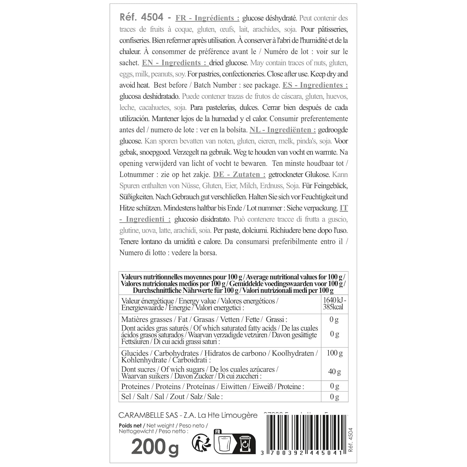Scrapcooking Dörrte Glucose, 200 G Zoetstoffen Naty Shop