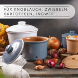 Römertopf knoflookpot verse pot van natuurlijke klei voor een lange houdbaarheid van voedsel zoals knoflook Ø 12,5 cm wit Voedselbewaardozen Naty Shop