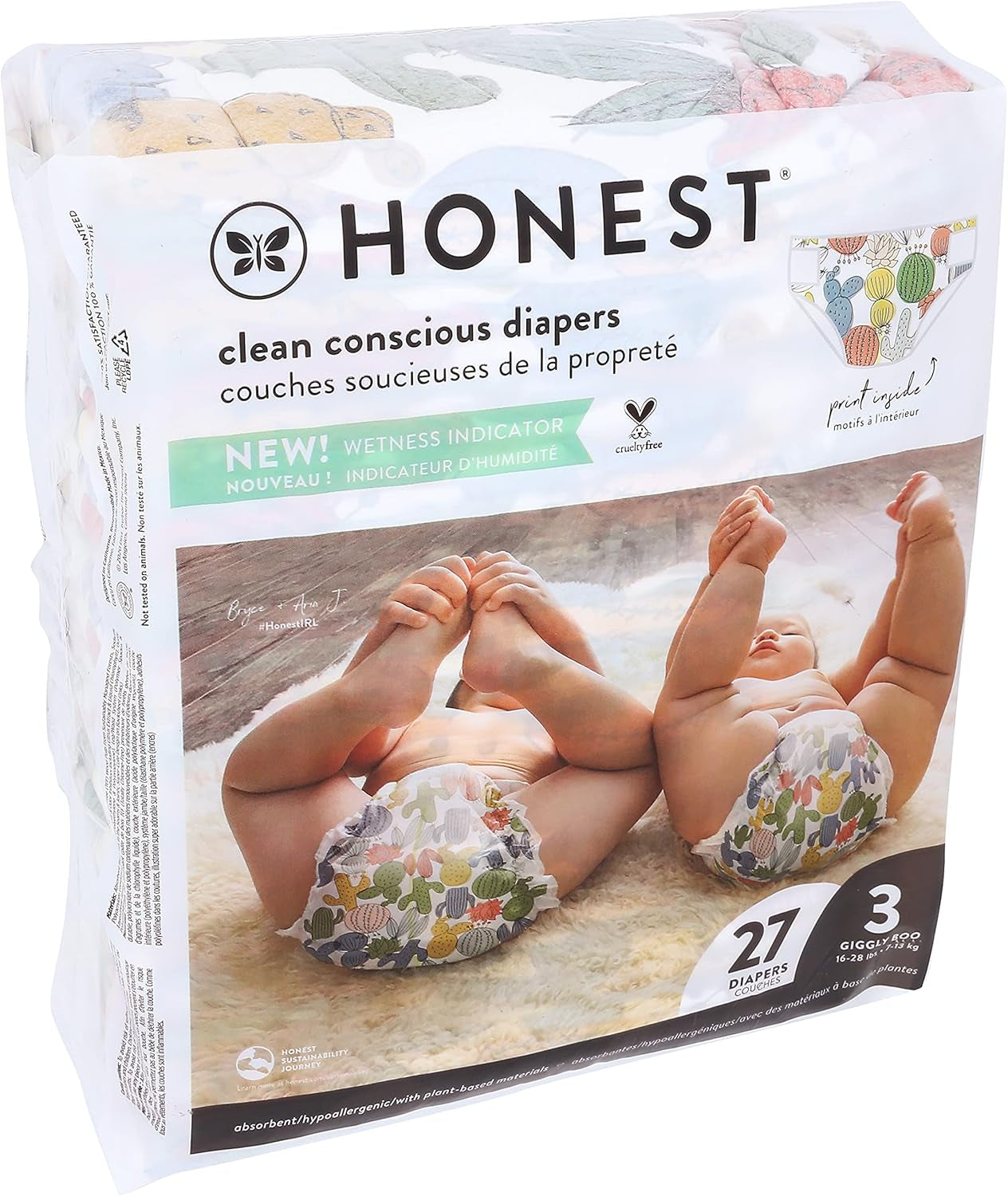– Milieuvriendelijke en hoogwaardige wegwerpluiers, Panda's, maat 3 (7,3–12,7 kg), 27 stuks