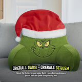 Grinch Kussen - Rugkussen voor bed en bank, rugsteun met armleuningen, leeskussen voor rug, nek en hoofd, groen, 40 x 38 cm
